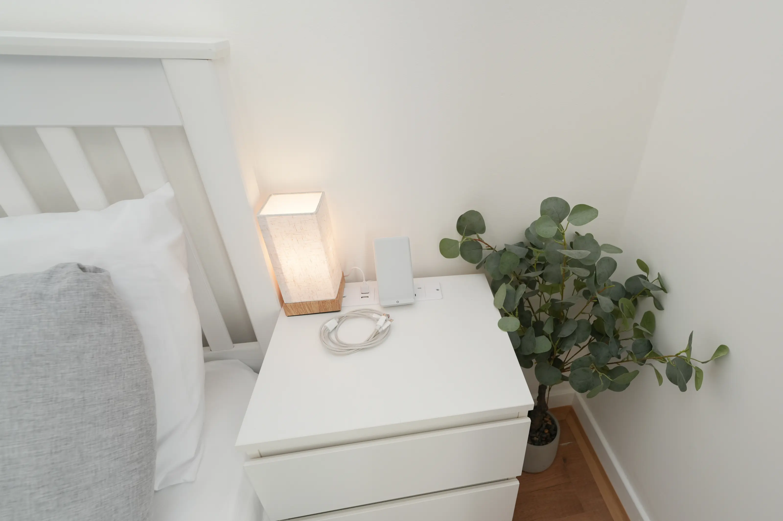 Peaceful bedroom overlooking quiet car park